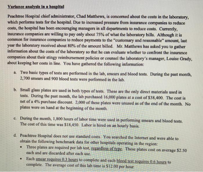description and question 1A. please show work! will rate Variance analysis in
