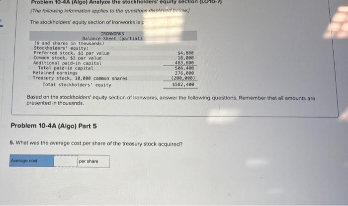 Problem 10-4A (Algo) Part 1 Required: 1. How many shares of preferred