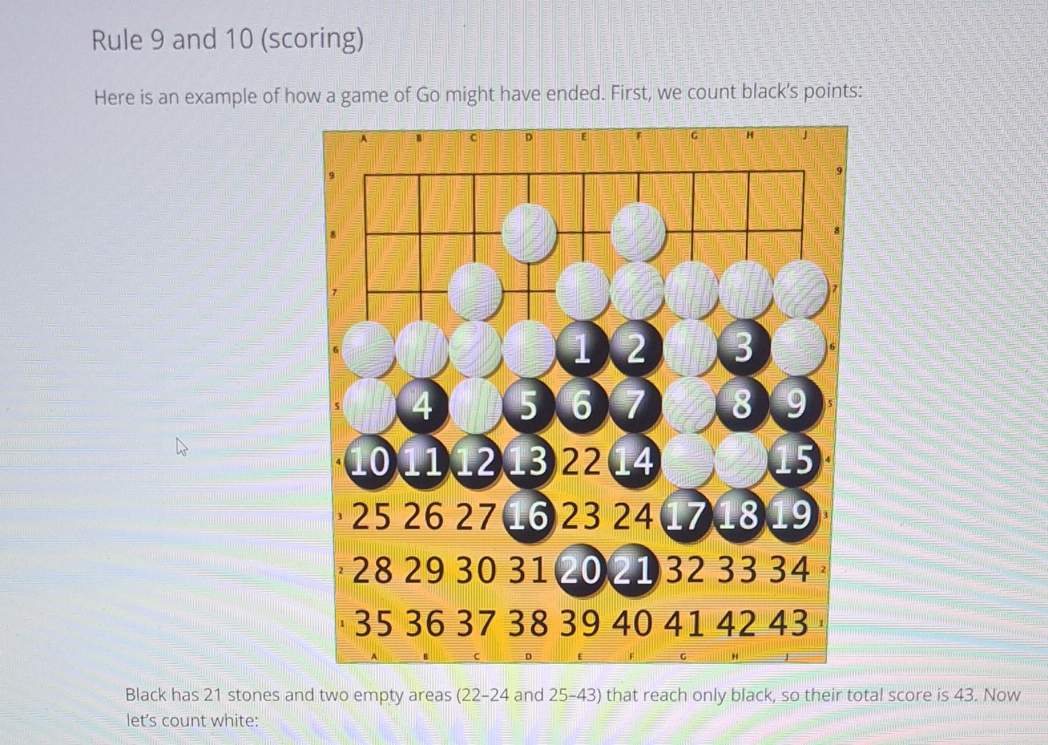 '.', 'B': '@', 'W': 'O'} #Constructor def __init__(self,size=19,from_strings=None): #board assert 2 if