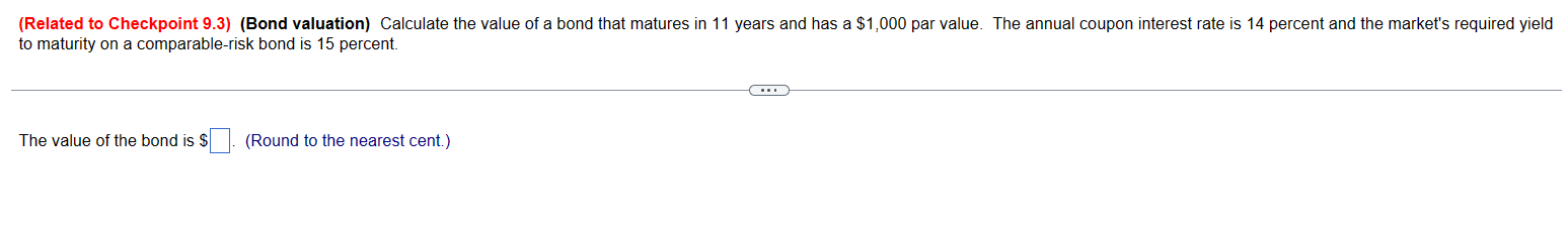 PLEASE SOLVE - 2 to maturity on a comparable-risk bond is 15