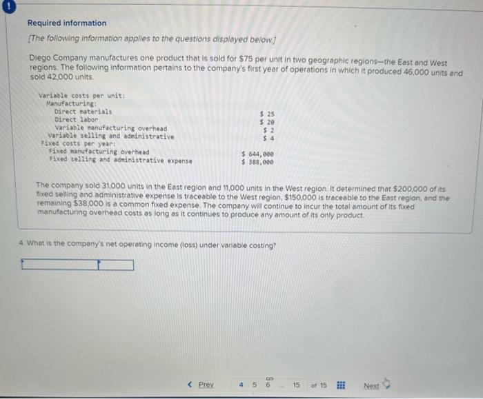 the East and West regions. The following information pertains to the company's