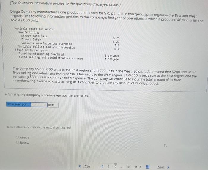 fixed seiling and administrative expense is traceable to the West region, $150,000