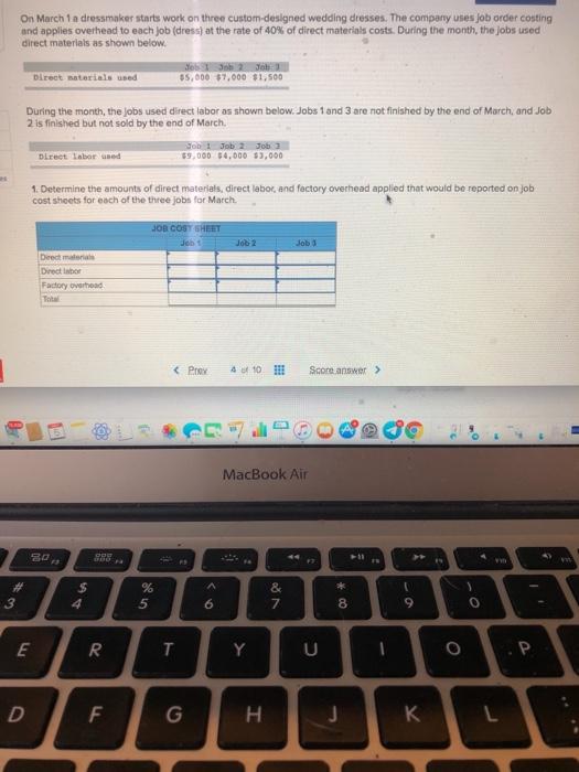  On March 1 a dressmaker starts work on three custom-designed wedding
