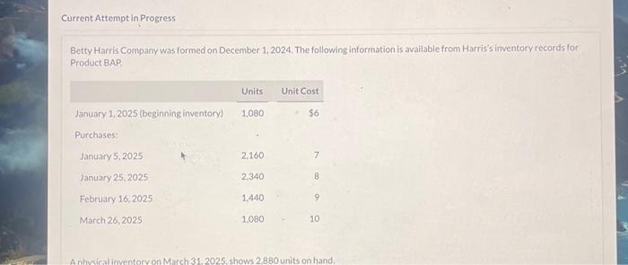 help with c2 qustion Compute the ending inventory at March 31, 2025,