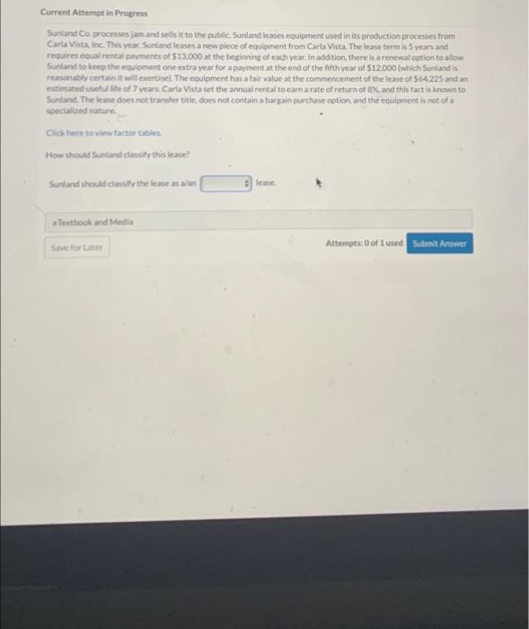  Current Attempt in Progress Sunland Co. processes jam and sells it