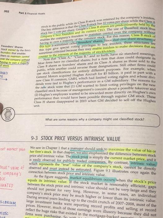 base on book fundamental: 1. preemptive right, 2 classes of common stock,