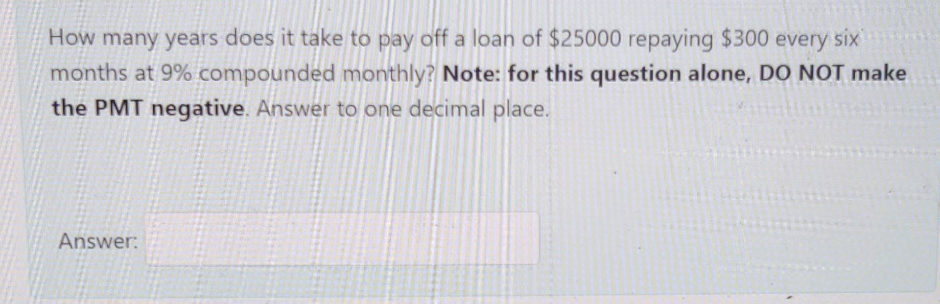How many years does it takes to pay off a loan
