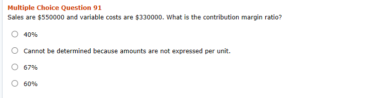 450 units ithcon ribution maron uf 50 each. If sales of Madel