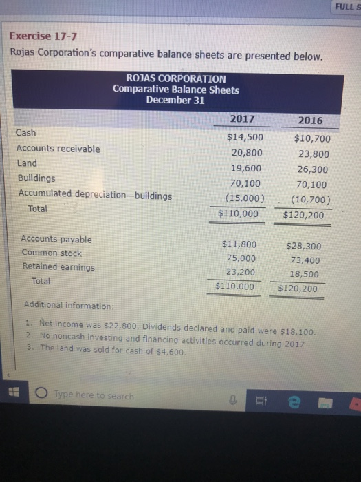  1-prepare a statement of cash flows for 2017 using the indirect