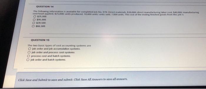 please solve QUESTION 14 The followinformation is available for completed Job Nirect
