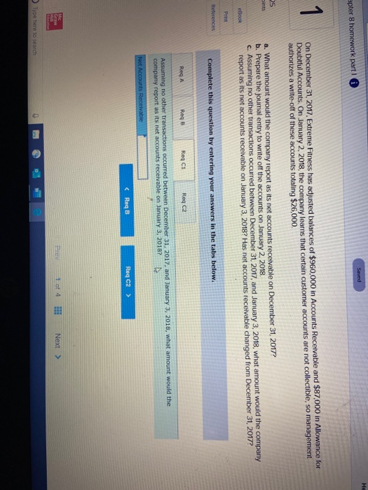 Allowance for Doubtful Accounts. On January 2, 2018, the company learns that