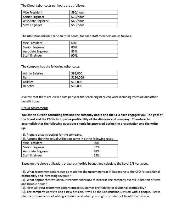 Facts: The Comcast Construction Company Civil Engineers consists of two divisions. The