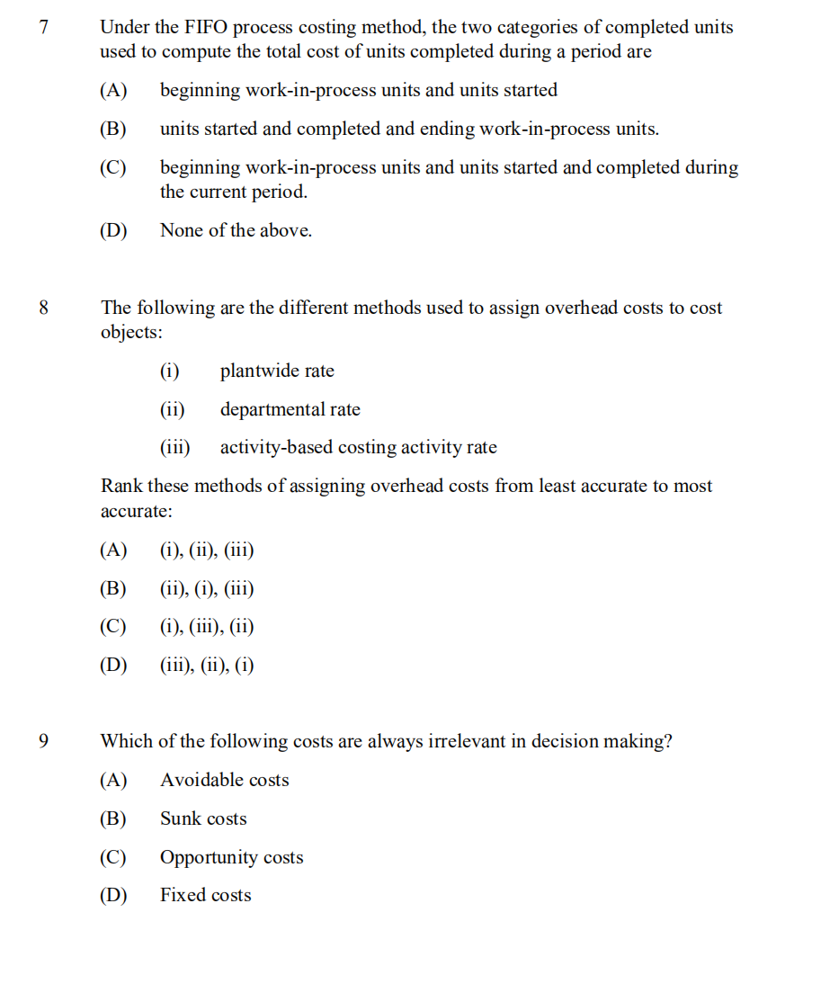 Under the FIFO process costing method, the two categories of completed