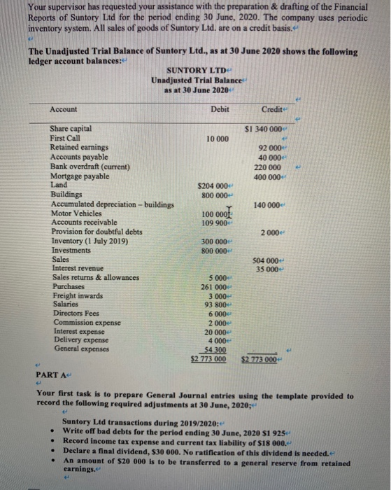  Your supervisor has requested your assistance with the preparation & drafting