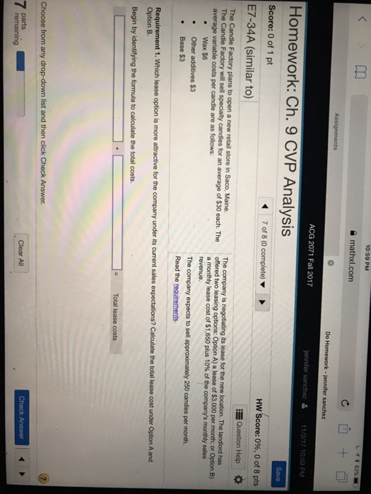  10:59 PM mathxl.com Do Homework - ACG 2071 Fall 2017 Homework: