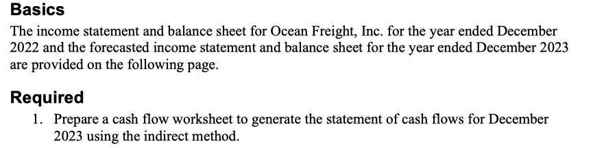 Ocean Freight, Inc. Balance Sheet \$ thousands Current assets Cash and