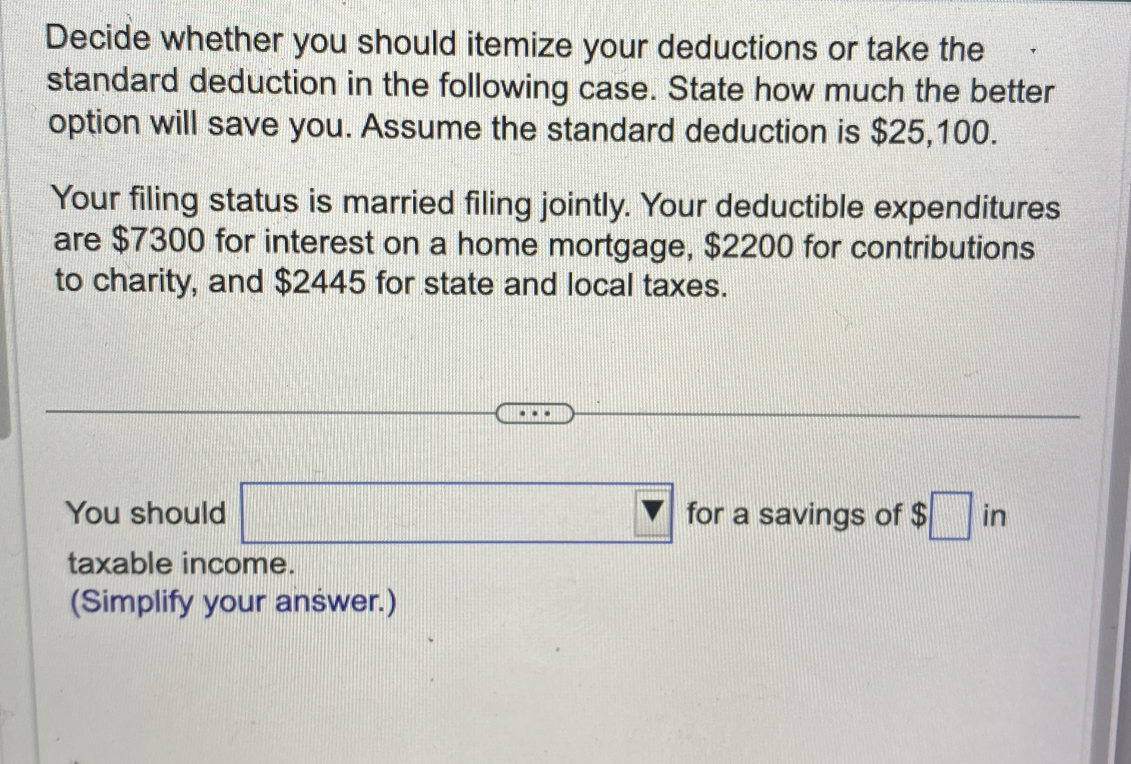  Decide whether you should itemize your deductions or take the standard
