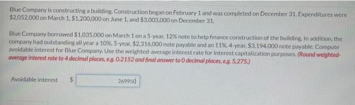 is it correct? Blue Company is constructing a building. Construction began on