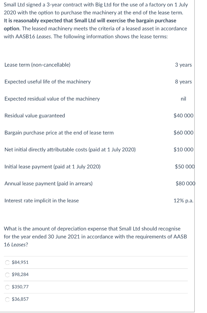  Small Ltd signed a 3-year contract with Big Ltd for the