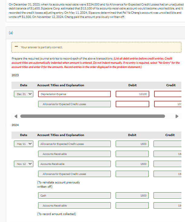 On December 31,2023, when its accounts receivable were $234,000 and its