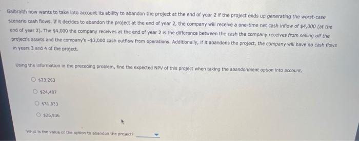 will require an initial Investment of $9,000. The base-case cash flows for