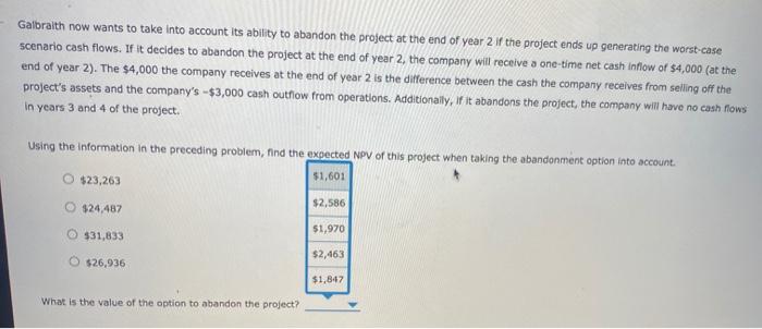 this project are projected to be $12,000 per year. The best-case cash