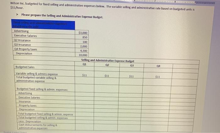 and Administrative Expense Budget 01 02 03 Budgeted Sales 04 Variable selling