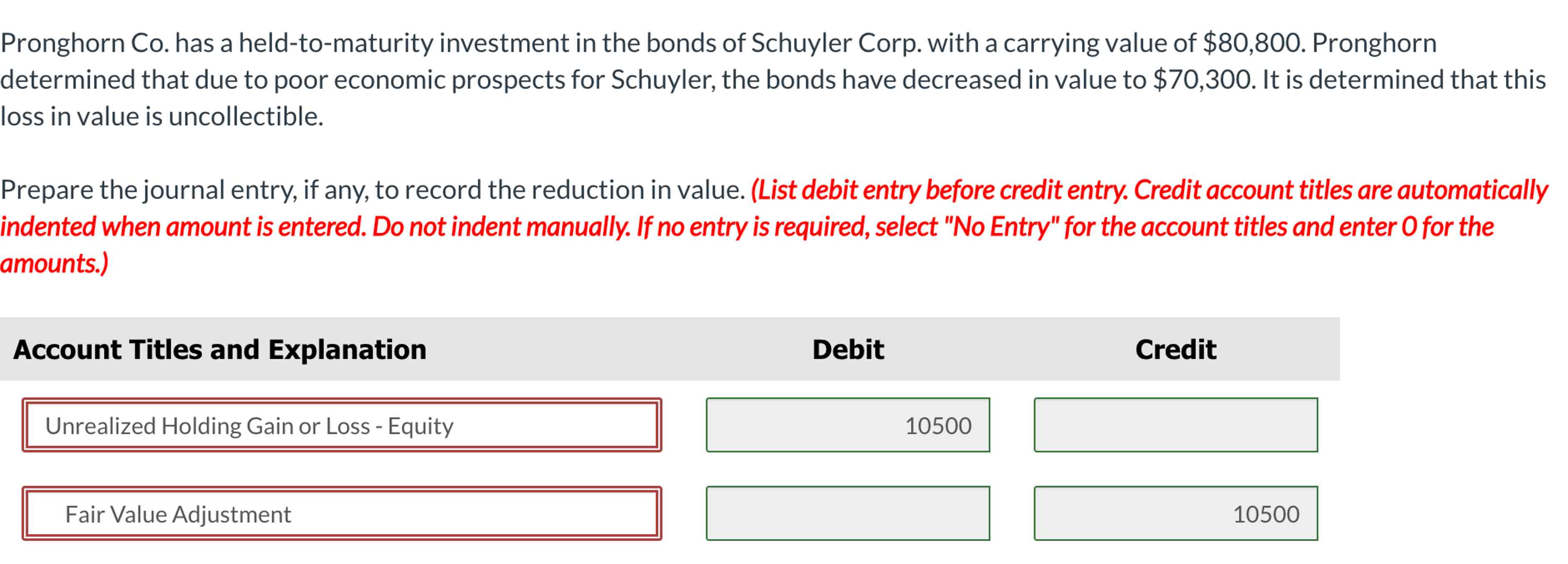  Pronghorn Co. has a held-to-maturity investment in the bonds of Schuyler