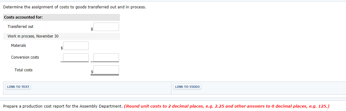 the Assembly Department for November 2020 totaled $2,293,314 as follows. $79,300 48,900