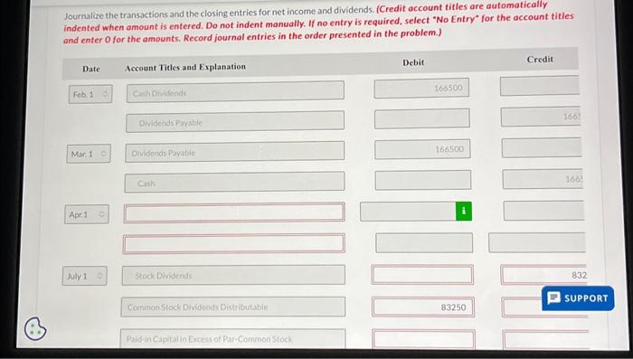& 832 \\ \hline & Common Stock Dividends Distributable & 83250 &