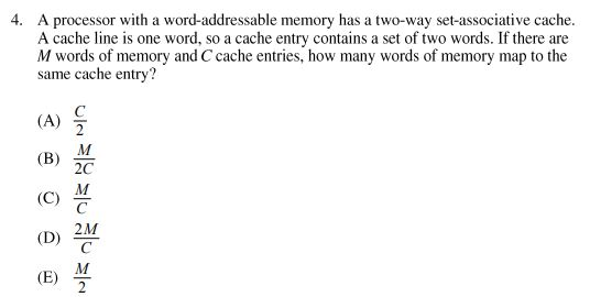  4. A processor with a word-addressable memory has a two-way set-associative