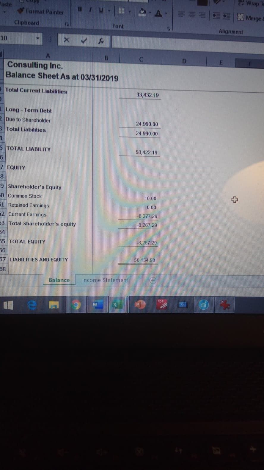 quarter, and a total column for the quarter, based on the following