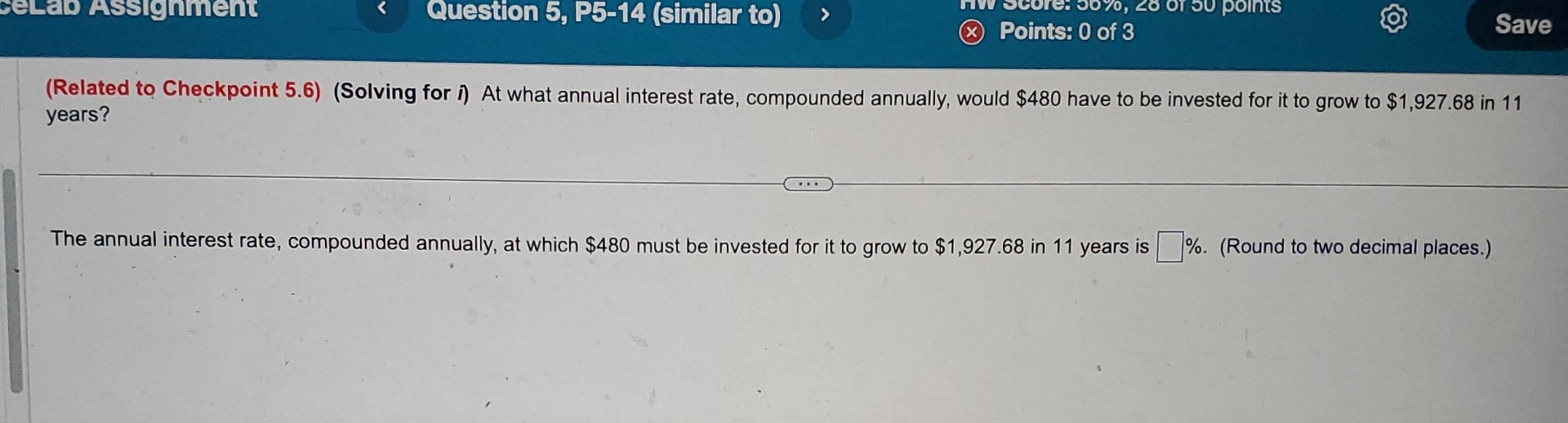  (Related to Checkpoint 5.6)(Solving for i) At what annual interest rate,