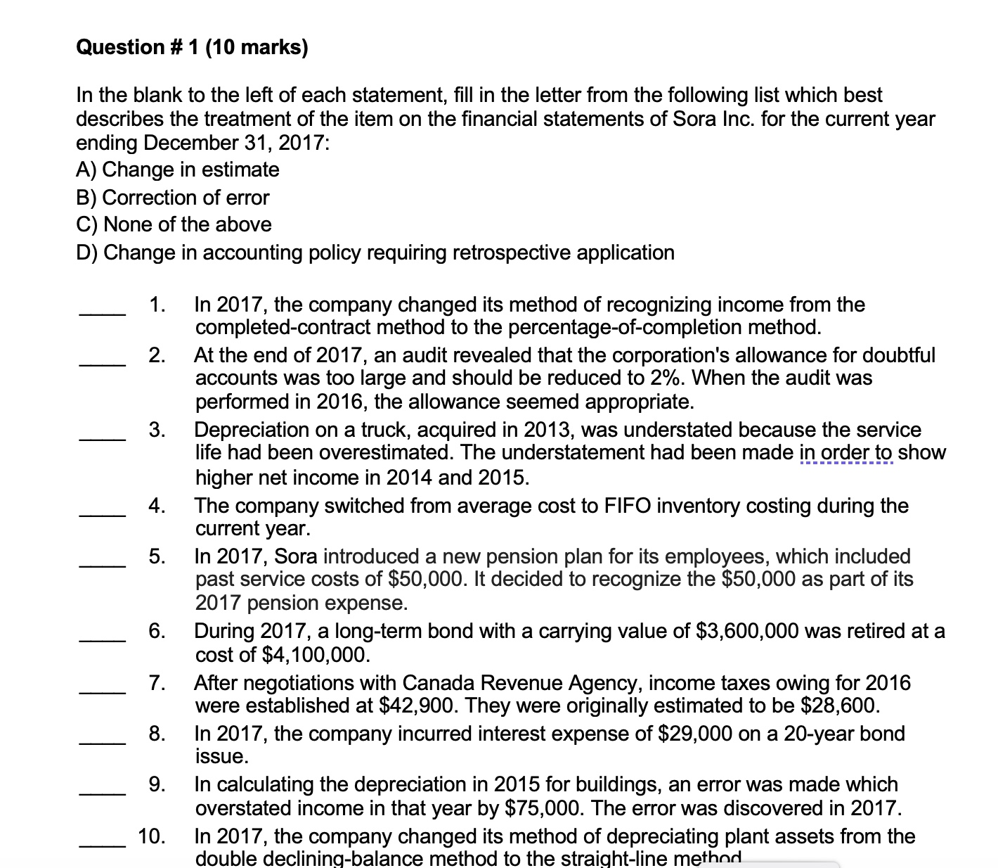 PLS DON'T USE AI/CHAT GPT Question \# 1 (10 marks) In the