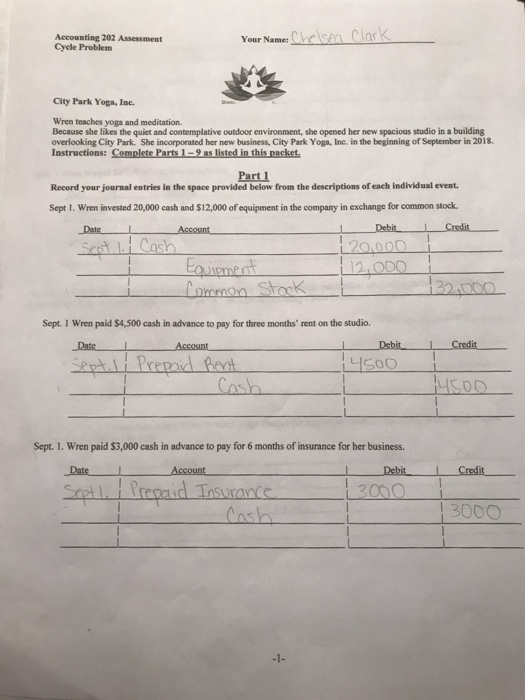  Is everything correct? Accounting 202 Assessment Cyele Problem Your Name: he