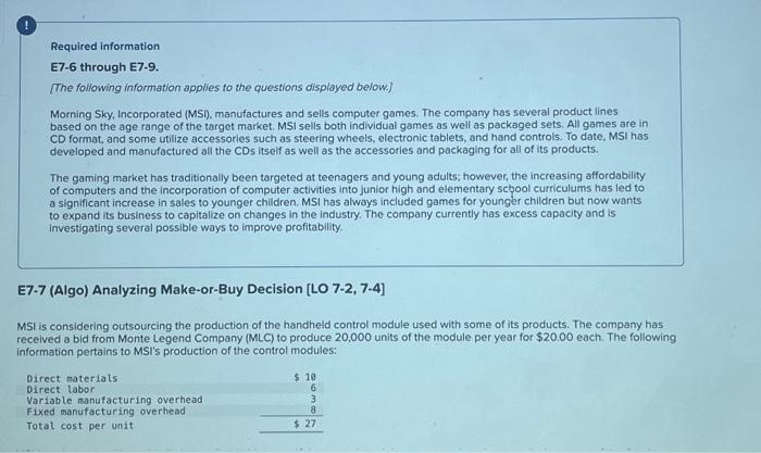  Required information E7-6 through E7-9. [The following information applies to the