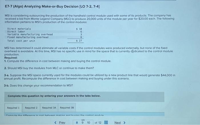 questions cisplayed below] Morning Sky, Incorporated (MSl), manufactures and sells computer games.