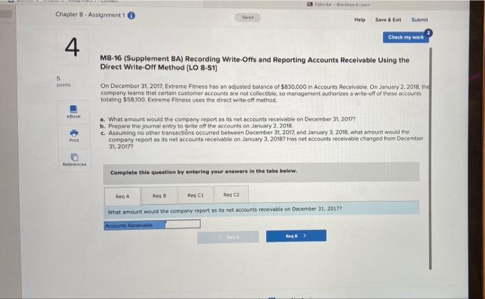  Chapter 8 - Assignment 1 be Help Save & Exit Submit