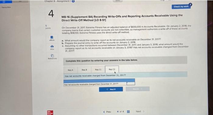 31, 2017. Extreme Fitness has an adjusted balance of $830,000 in Accounts