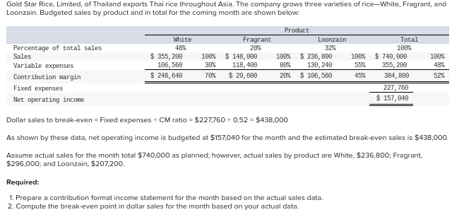 Required: 1. Prepare a contribution format income statement for the month