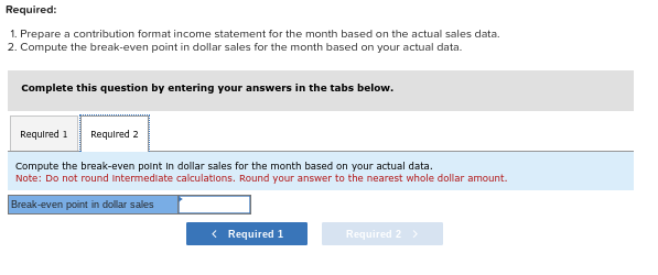 dollar sales for the month based on your actual data. Complete this