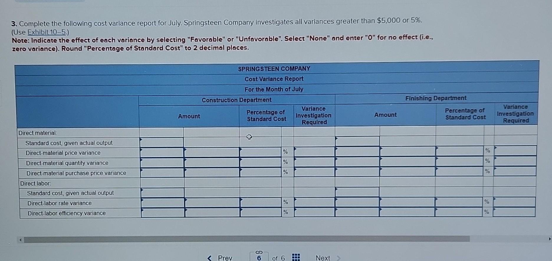 Springsteen Company manufactures guitars. The company uses a standard, job-order cost-accounting system