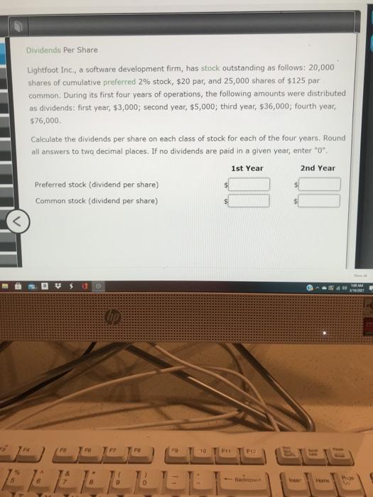  Dividends Per Share Lightfoot Inc., a software development firm, has stock