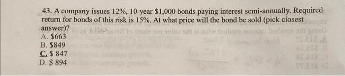 can you solve this correctly please dont use excel!! 43. A