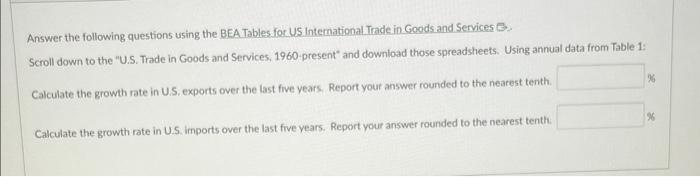 Please help asap!! Answer the following questions using the BEA Tables for