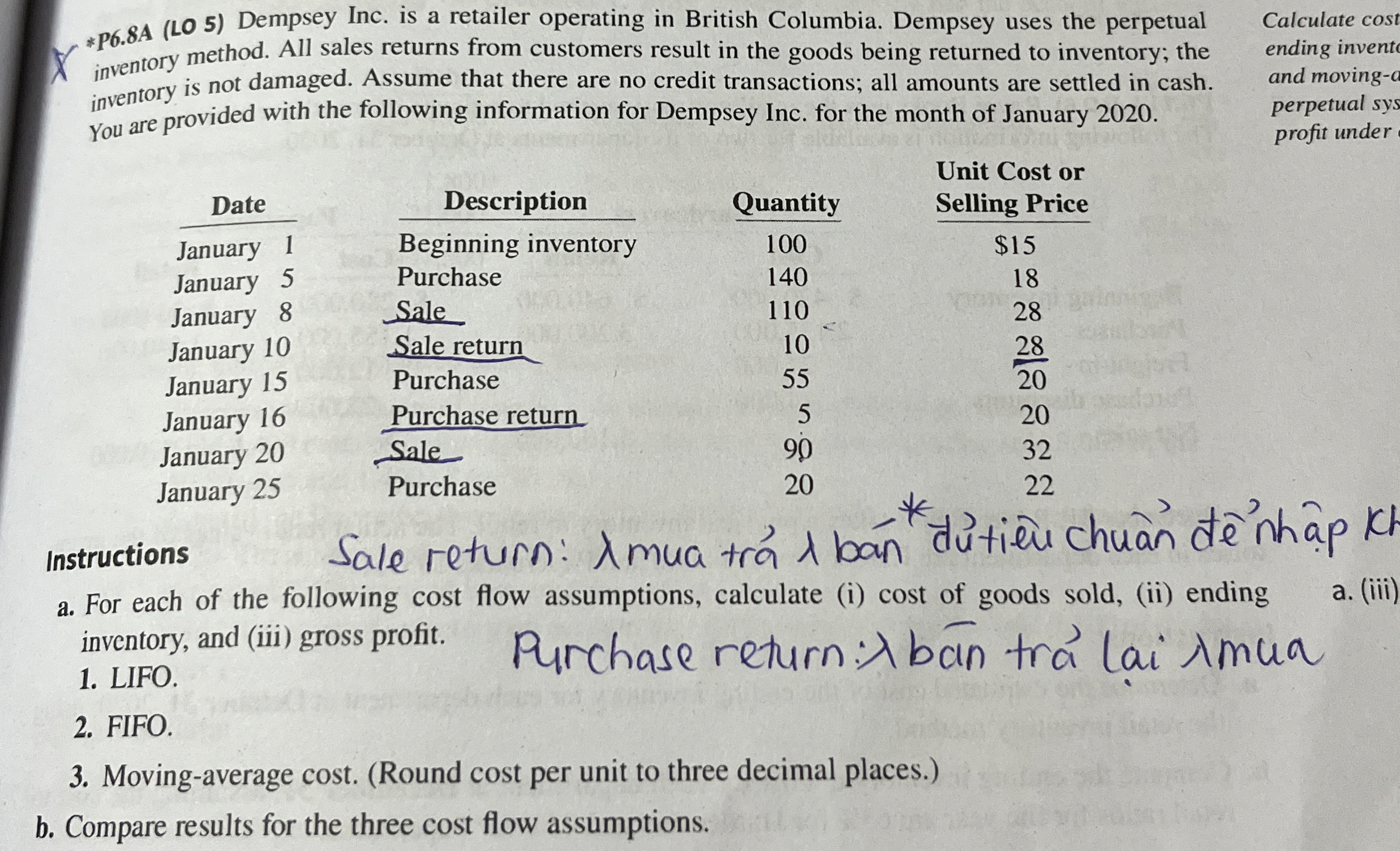 *P6.8A (LO 5) Dempsey Inc. is a retailer operating in British