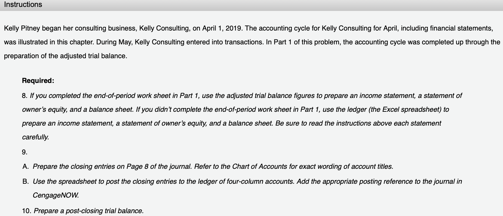 complete the following steps in Part 1 of this problem as well