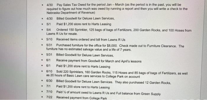 How to solve Solve journal wntries . . 4/30 Pay Sales Tax