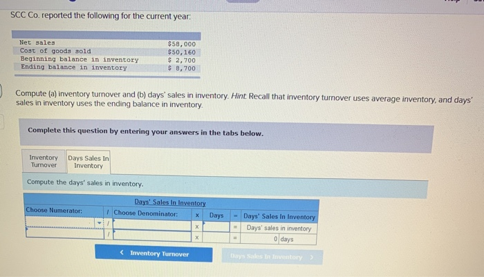 balance in inventory $58,000 $50, 160 $ 2,700 $ 8,700 Compute (a)