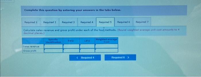 in the tabs below. Calculate sales revenue and gross profit under each